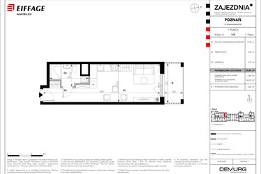 Rzut - Mieszkanie na sprzedaż 1 pokój o powierzchni 29,84 m² - numer A.1.5 w Zajezdnia