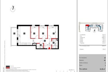 Rzut - Mieszkanie na sprzedaż 4 pokoje o powierzchni 60,25 m² - numer 10 w Mochtyńska 56