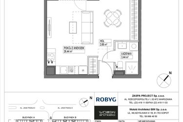 Rzut - Mieszkanie na sprzedaż 1 pokój o powierzchni 32,56 m² - numer A1M20 w Pas Startowy bud. A i B