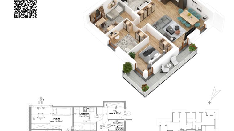 Rzut - Mieszkanie na sprzedaż 4 pokoje o powierzchni 79,43 m² - numer 12 w Villa Park - Etap IV