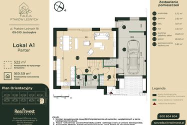Rzut - Dom na sprzedaż 5 pokoi o powierzchni 169,02 m² - numer A1 w Aleja Ptaków Leśnych