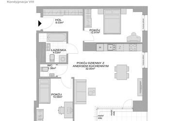 Rzut - Mieszkanie na sprzedaż 3 pokoje o powierzchni 71,64 m² - numer CP/R7/85 w Centralpark