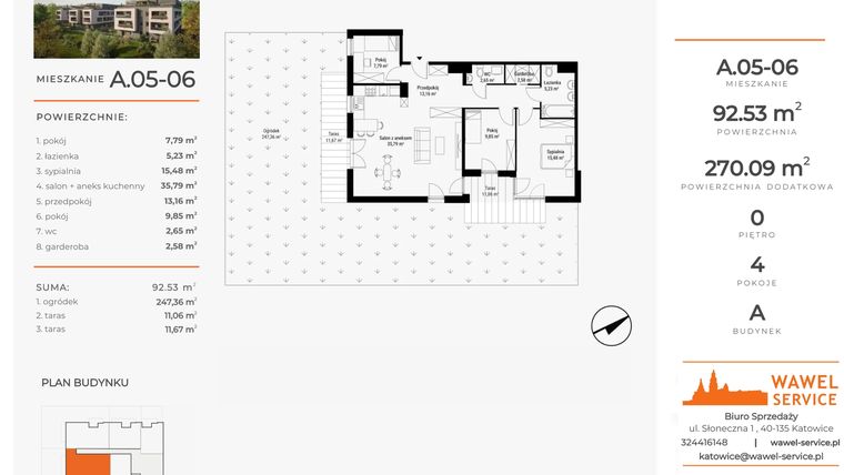 Rzut - Mieszkanie na sprzedaż 4 pokoje o powierzchni 92,53 m² - numer A.05-06 w Nowa Namiarkowa