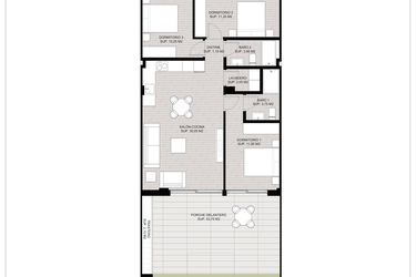Rzut - Dom na sprzedaż 3 pokoje o powierzchni 85,31 m² - numer 2 w Domy w San Pedro del Pinatar - 50613008