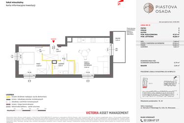 Rzut - Mieszkanie na sprzedaż 2 pokoje o powierzchni 47,67 m² - numer D.19 w Piastova Osada