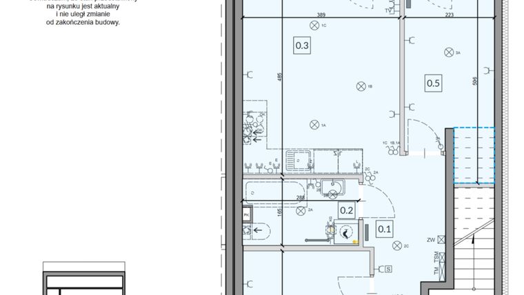 Rzut - Mieszkanie na sprzedaż 3 pokoje o powierzchni 49,35 m² - numer 67 w Boska Ksawerowska V