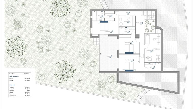 Rzut - Dom na sprzedaż 4 pokoje o powierzchni 347 m² - numer 1 w Willa w Benissa - 23133805