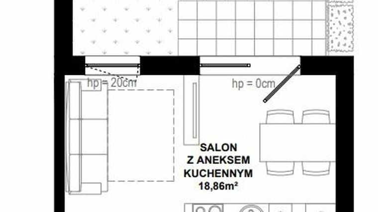 Rzut - Mieszkanie na sprzedaż 1 pokój o powierzchni 25,73 m² - numer C.2 w Apartamenty Bałtyk