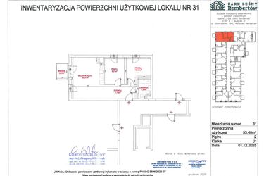 Rzut - Mieszkanie na sprzedaż 3 pokoje o powierzchni 53,4 m² - numer J1-31 w Park Leśny Rembertów etap VIII