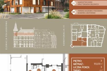 Rzut - Mieszkanie na sprzedaż 3 pokoje o powierzchni 98,89 m² - numer A.3.3 w Browar Jedności