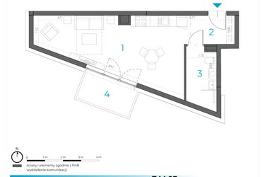 Rzut - Mieszkanie na sprzedaż 1 pokój o powierzchni 35,52 m² - numer 7.M.03 w Incepti Gaj 2