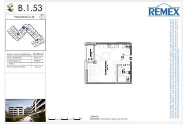 Rzut - Mieszkanie na sprzedaż 1 pokój o powierzchni 36,28 m² - numer B.1.53 w Osiedle BALTICA