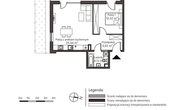 Rzut - Mieszkanie na sprzedaż 2 pokoje o powierzchni 48,51 m² - numer 5D/4 w Nowy Goszyn