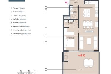 Rzut - Mieszkanie na sprzedaż 3 pokoje o powierzchni 86 m² - numer 0-EA w Mieszkania w Benijófar - 55227804
