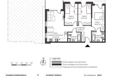 Rzut - Mieszkanie na sprzedaż 4 pokoje o powierzchni 80,18 m² - numer 5D/5 w Nowy Goszyn