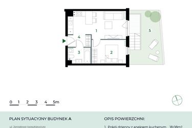 Rzut - Mieszkanie na sprzedaż 2 pokoje o powierzchni 35,17 m² - numer M2 w Park-Wojszyce
