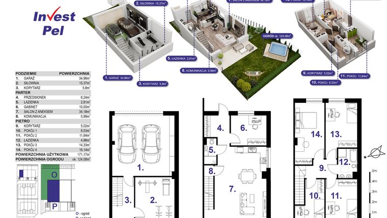 Rzut - Dom na sprzedaż 6 pokoi o powierzchni 188,79 m² - numer 1A w Villa Park Gdańsk etap III