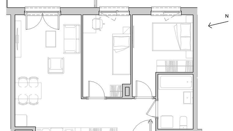 Rzut - Mieszkanie na sprzedaż 2 pokoje o powierzchni 43,72 m² - numer A.05.059 w Unii Lubelskiej Vita