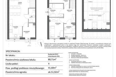 Rzut - Mieszkanie na sprzedaż 4 pokoje o powierzchni 80,71 m² - numer B12/1 w Libre Park