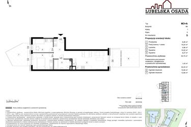Rzut - Mieszkanie na sprzedaż 3 pokoje o powierzchni 52,2 m² - numer B6.5 w Lubelska Osada budynek B6