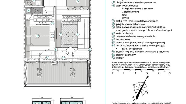 Rzut - Mieszkanie na sprzedaż 2 pokoje o powierzchni 42,84 m² - numer A.4.7 w Remedium