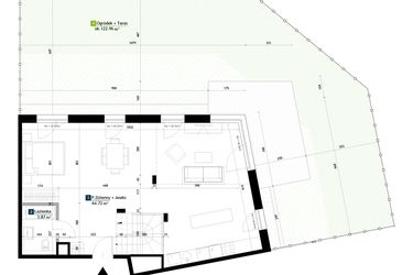 Rzut - Mieszkanie na sprzedaż 1 pokój o powierzchni 116,9 m² - numer AE0002 w Viva Cité 2