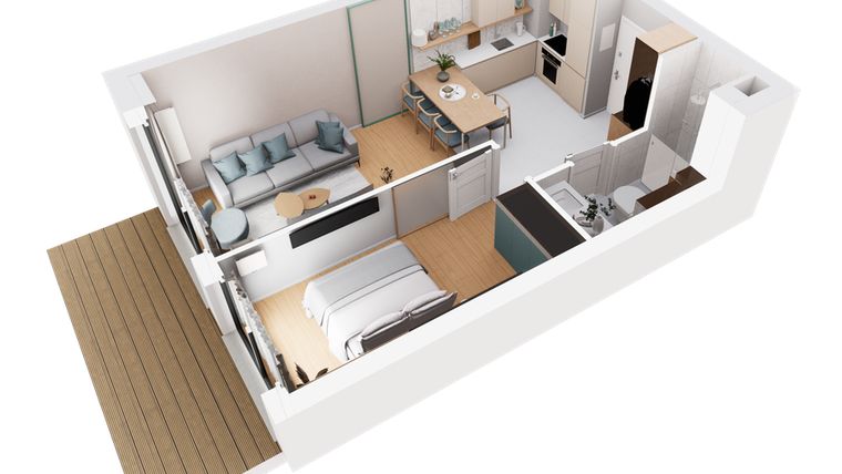 Rzut - Mieszkanie na sprzedaż 2 pokoje o powierzchni 42,87 m² - numer A.3.4 w Remedium