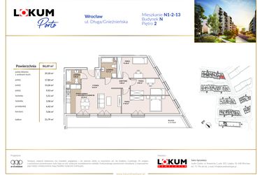 Rzut - Mieszkanie na sprzedaż 4 pokoje o powierzchni 86,69 m² - numer N1-2-13 w Lokum Porto etap V bud. N