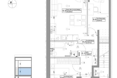 Rzut - Mieszkanie na sprzedaż 3 pokoje o powierzchni 51,15 m² - numer 51 w Boska Ksawerowska IV