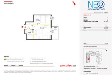 Rzut - Mieszkanie na sprzedaż 2 pokoje o powierzchni 36,3 m² - numer 13 w Neo Nova Ochota 3