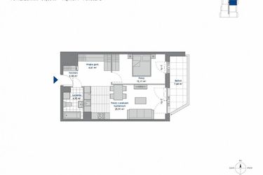 Rzut - Mieszkanie na sprzedaż 2 pokoje o powierzchni 51,86 m² - numer 7.6 w SEAHall