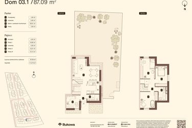 Rzut - Mieszkanie na sprzedaż 5 pokoi o powierzchni 87,09 m² - numer 03.1 w Bukowa