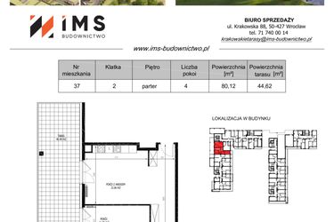 Rzut - Mieszkanie na sprzedaż 4 pokoje o powierzchni 79,93 m² - numer 37 w Krakowskie Tarasy etap V