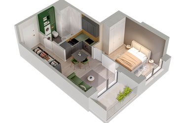 Rzut - Mieszkanie na sprzedaż 2 pokoje o powierzchni 32,25 m² - numer C.44.B w Quercus bud. C