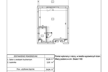 Rzut - Mieszkanie na sprzedaż 1 pokój o powierzchni 34,84 m² - numer 41 w Aquamarina Dąbki