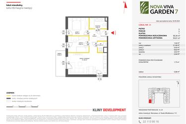 Rzut - Mieszkanie na sprzedaż 3 pokoje o powierzchni 53,61 m² - numer 34 w Nova Viva Garden 7