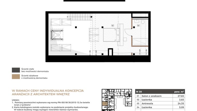 Rzut - Mieszkanie na sprzedaż 2 pokoje o powierzchni 61,1 m² - numer M30 w Apartamenty Królewska Huta