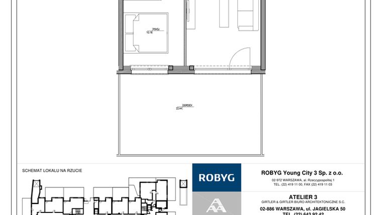 Rzut - Mieszkanie na sprzedaż 2 pokoje o powierzchni 38,37 m² - numer MC/J/A/0/5 w Modern City etap J
