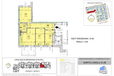 Rzut - Mieszkanie na sprzedaż 4 pokoje o powierzchni 59,96 m² - numer G-46 w Zielony Zakątek - bud. G