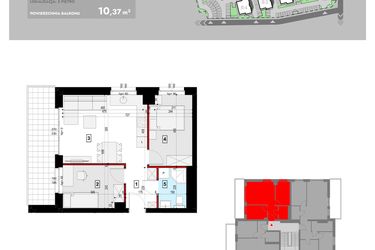 Rzut - Mieszkanie na sprzedaż 3 pokoje o powierzchni 42,99 m² - numer ZB1_5 w Osiedle Malarska etap IV