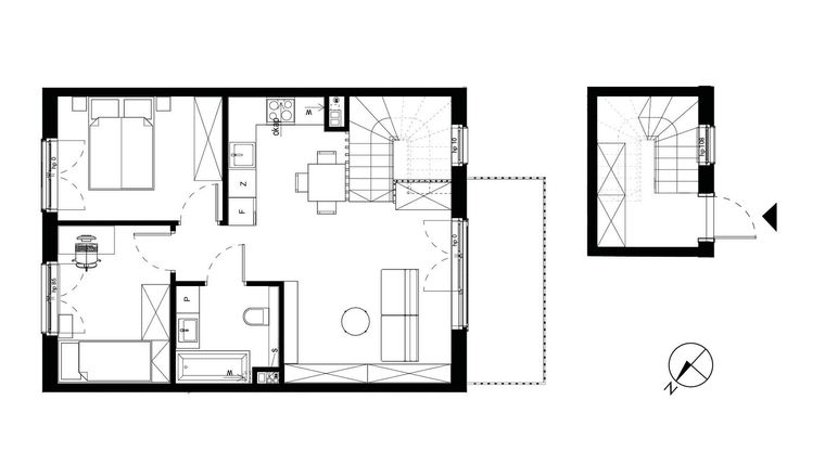 Rzut - Mieszkanie na sprzedaż 3 pokoje o powierzchni 49,31 m² - numer 23.2 w Komfortia IV