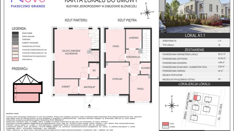 Rzut - Dom na sprzedaż 5 pokoi o powierzchni 81,62 m² - numer A1.1 w Nove Piaseczno Grande