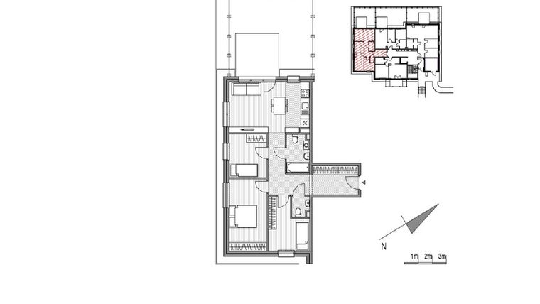 Rzut - Mieszkanie na sprzedaż 4 pokoje o powierzchni 72,5 m² - numer 1.1-2 w Stawowa