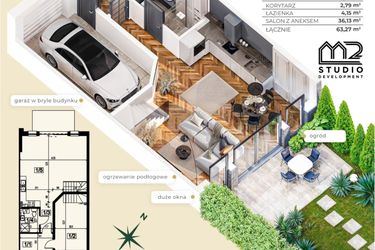 Rzut - Dom na sprzedaż 5 pokoi o powierzchni 129,3 m² - numer Dom nr 2 w Osiedle Urocza