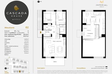 Rzut - Mieszkanie na sprzedaż 4 pokoje o powierzchni 89,16 m² - numer 4.2 w CASCADA House