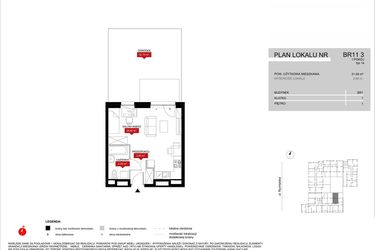 Rzut - Mieszkanie na sprzedaż 1 pokój o powierzchni 32,09 m² - numer BR11/3 w Browary Wrocławskie 2
