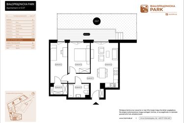 Rzut - Mieszkanie na sprzedaż 3 pokoje o powierzchni 55,72 m² - numer 0.07 w Białoprądnicka Park