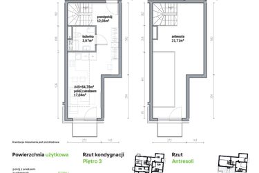 Rzut - Mieszkanie na sprzedaż 2 pokoje o powierzchni 54,75 m² - numer A45 w Traugutta Vita
