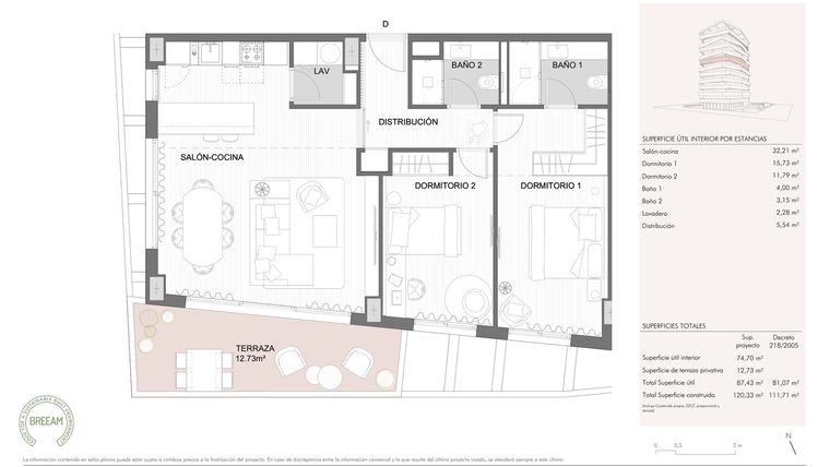 Rzut - Mieszkanie na sprzedaż 2 pokoje o powierzchni 92,76 m² - numer 347D w Octavia