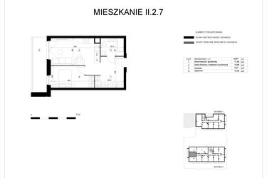 Rzut - Mieszkanie na sprzedaż 2 pokoje o powierzchni 42,98 m² - numer II.2.7 w Pryncypalna 66